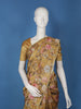 Brown Floral Printed Tussar Silk Saree With Lace Border