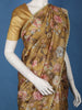 Brown Floral Printed Tussar Silk Saree With Lace Border