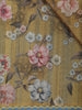 Brown Floral Printed Tussar Silk Saree With Lace Border