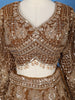 Brown Floral Sequin And Thread Embroidered Net Lehenga Set With Dupatta