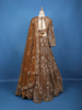 Brown Floral Sequin And Thread Embroidered Net Lehenga Set With Dupatta