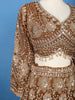 Brown Floral Sequin And Thread Embroidered Net Lehenga Set With Dupatta