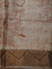 Brown Floral Vine Woven Design Pure Tussar Saree with Zig Zag Border
