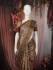 Brown Floral Vine Woven Design Pure Tussar Saree with Zig Zag Border