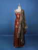 Copper Brown Floral Woven Banarasi Silk Sharara Set - Diadem