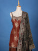 Copper Brown Floral Woven Banarasi Silk Sharara Set - Diadem