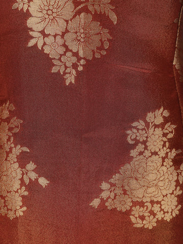 Copper Brown Floral Woven Banarasi Silk Sharara Set - Diadem