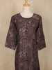 Brown Geometric and Floral Printed Cotton Straight Kurti