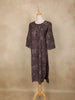 Brown Geometric and Floral Printed Cotton Straight Kurti