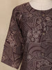 Brown Geometric and Floral Printed Cotton Straight Kurti