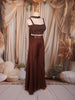 Brown Heavy Sequins Embroidered Design Georgette Palazzo Suit with Dupatta