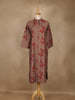 Brown Leaf Design Printed Cotton Kurti