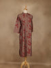 Brown Leaf Design Printed Cotton Kurti