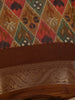 Brown Multicolor Diamond Ikat Design Linen Cotton Saree