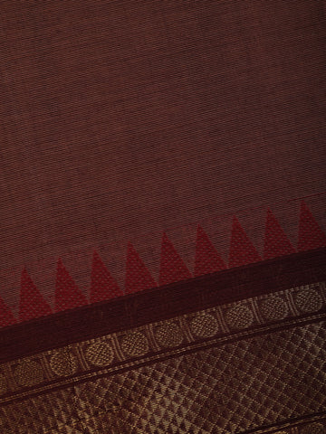 Brown Solid Cotton Saree Print Border - Diadem