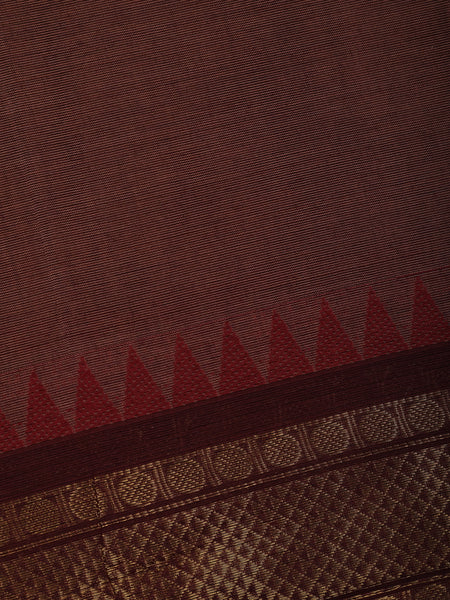 Brown Solid Cotton Saree Print Border - Diadem