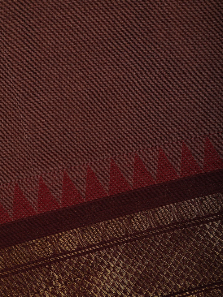 Brown Solid Cotton Saree Print Border - Diadem