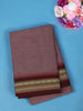 Brown Solid Design Cotton Saree With Contrast Border