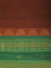 Brown Solid Design Cotton Saree With Contrast Green Zari Border