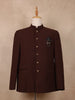 Brown Solid Design Polynosic Sherwani Suit