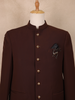 Brown Solid Design Polynosic Sherwani Suit