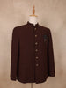 Brown Solid Design Polynosic Sherwani Suit