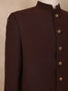 Brown Solid Design Polynosic Sherwani Suit