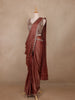 Brown Solid Design Semi Organza Ready To Wear Saree