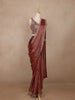 Brown Solid Design Semi Organza Ready To Wear Saree