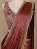 Brown Solid Design Semi Organza Ready To Wear Saree