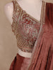 Brown Solid Design Semi Organza Ready To Wear Saree