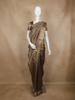 Brown Stripes Design Organza Saree