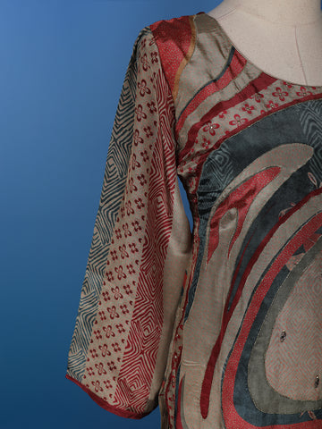 Brown Abstract Prints Crepe Straight Cut Salwar Suit - Diadem