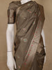 Brown Floral Butta Woven Pure Kanchipuram Silk Saree - Diadem