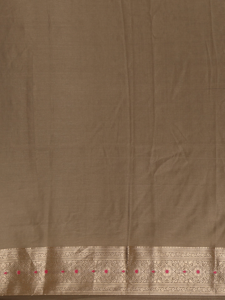 Brown Floral Butta Woven Pure Kanchipuram Silk Saree - Diadem