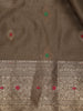 Brown Floral Butta Woven Pure Kanchipuram Silk Saree - Diadem