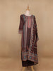Brown Floral Designed Cotton Salwar Suit - Diadem