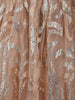 Brown Floral Design Gold Glitter Net Gown