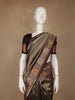 Brown Floral Design Print Silk Saree - Diadem