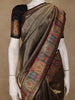 Brown Floral Design Print Silk Saree - Diadem