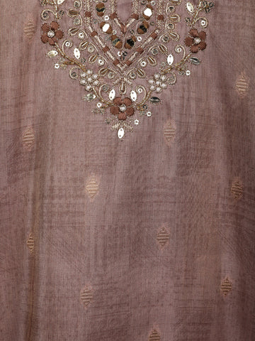 Brown Floral Design Printed Organza Salwar Suit - Diadem