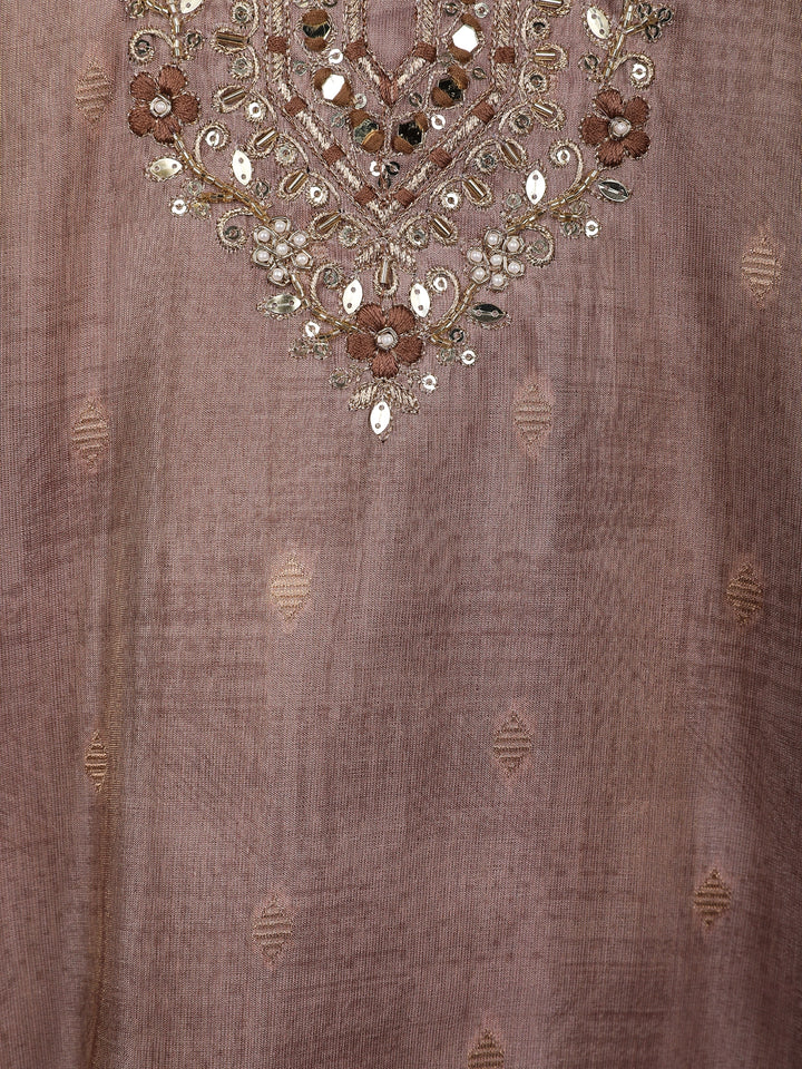 Brown Floral Design Printed Organza Salwar Suit - Diadem