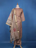 Brown Floral Design Printed Organza Salwar Suit - Diadem