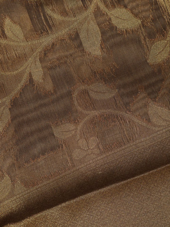 Brown Floral Design Tissue Silk Saree - Diadem