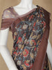 Brown Floral Designed Chanderi Cotton Saree - Diadem