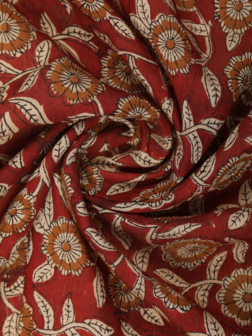 Brown Floral Designed Chanderi Cotton Saree - Diadem