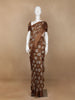 Brown Floral Designed Chanderi Cotton Saree - Diadem