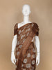 Brown Floral Designed Chanderi Cotton Saree - Diadem