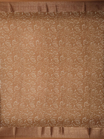 Brown Floral Designed Chanderi Cotton Saree - Diadem