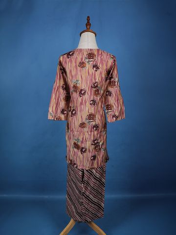 Brown Floral Designed Cotton Salwar Suit - Diadem